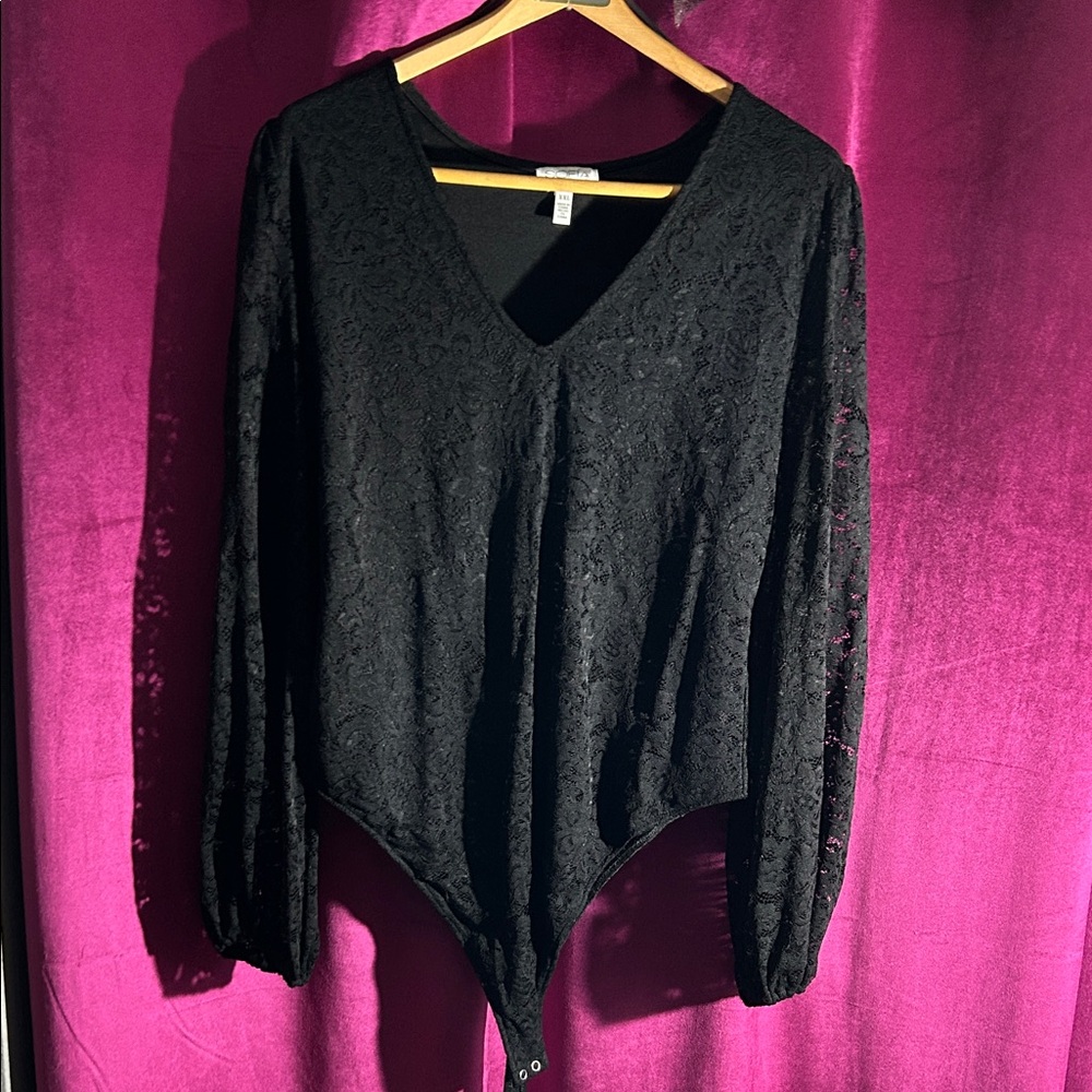 Sofia by Sofia Vergara Black Lace Bodysuit